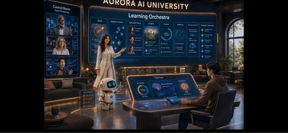 Aurora AI University concept render